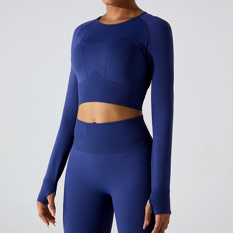 2023.09 Seamless quick drying slimming yoga wear top Women's long sleeve T-shirt outdoor sports wear running fitness wear