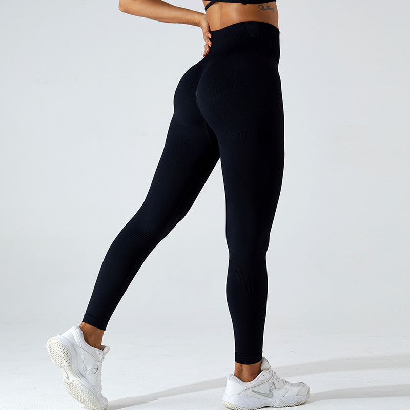 2023.09 Seamless yoga pants Women's quick dry tight sports pants High waisted hip lift peach pants Running fitness pants