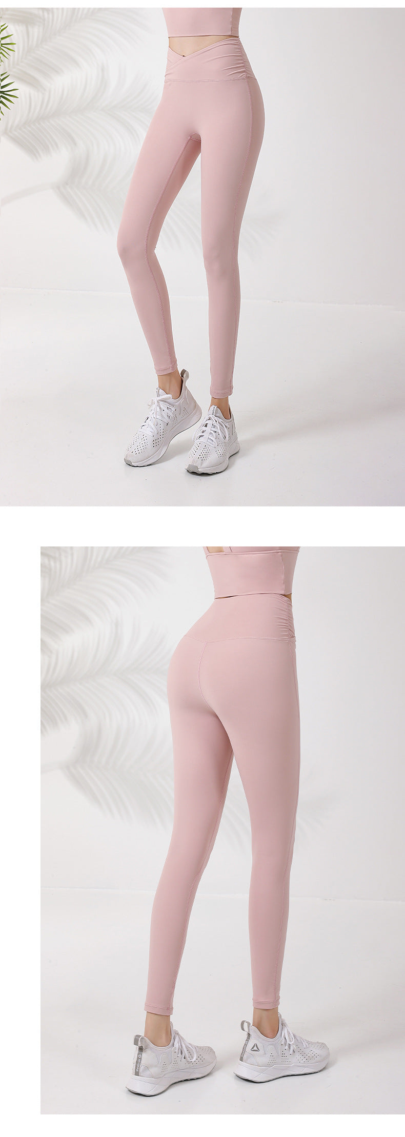 Summer new cross V waist side wrinkle sports trousers women's high waist buttocks tight no embarrassment line yoga trousers