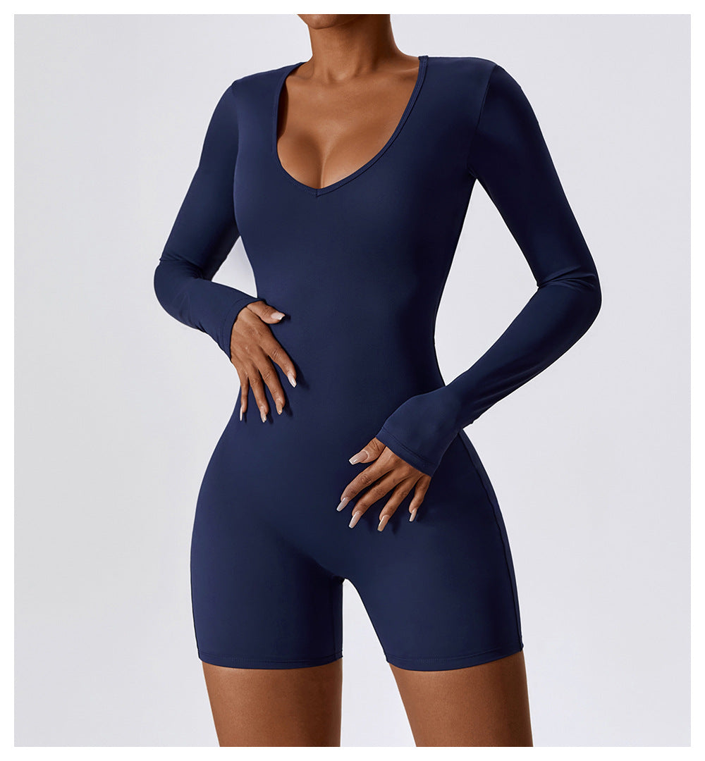 23.07 Long-sleeved one-piece yoga suit dance fitness one-piece sports one-piece sexy tight one-piece suit female 8150