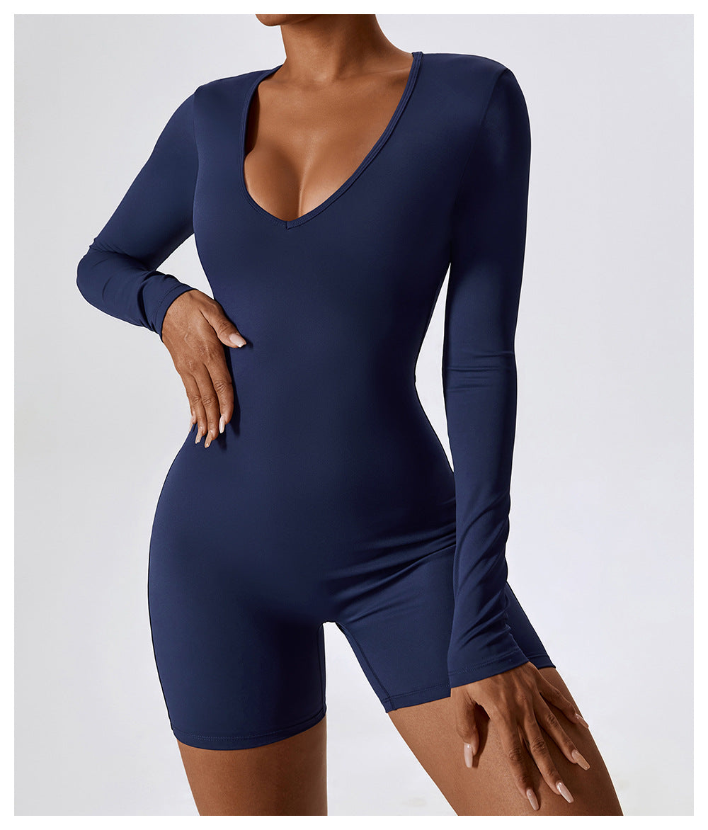 23.07 Long-sleeved one-piece yoga suit dance fitness one-piece sports one-piece sexy tight one-piece suit female 8150