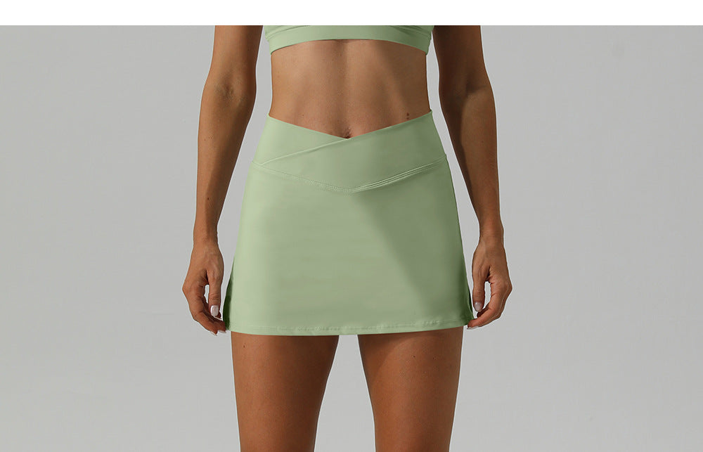 2023.09 Spring and summer new slim yoga short skirt breathable mini skirt running fitness tennis skirt release light sports skirt