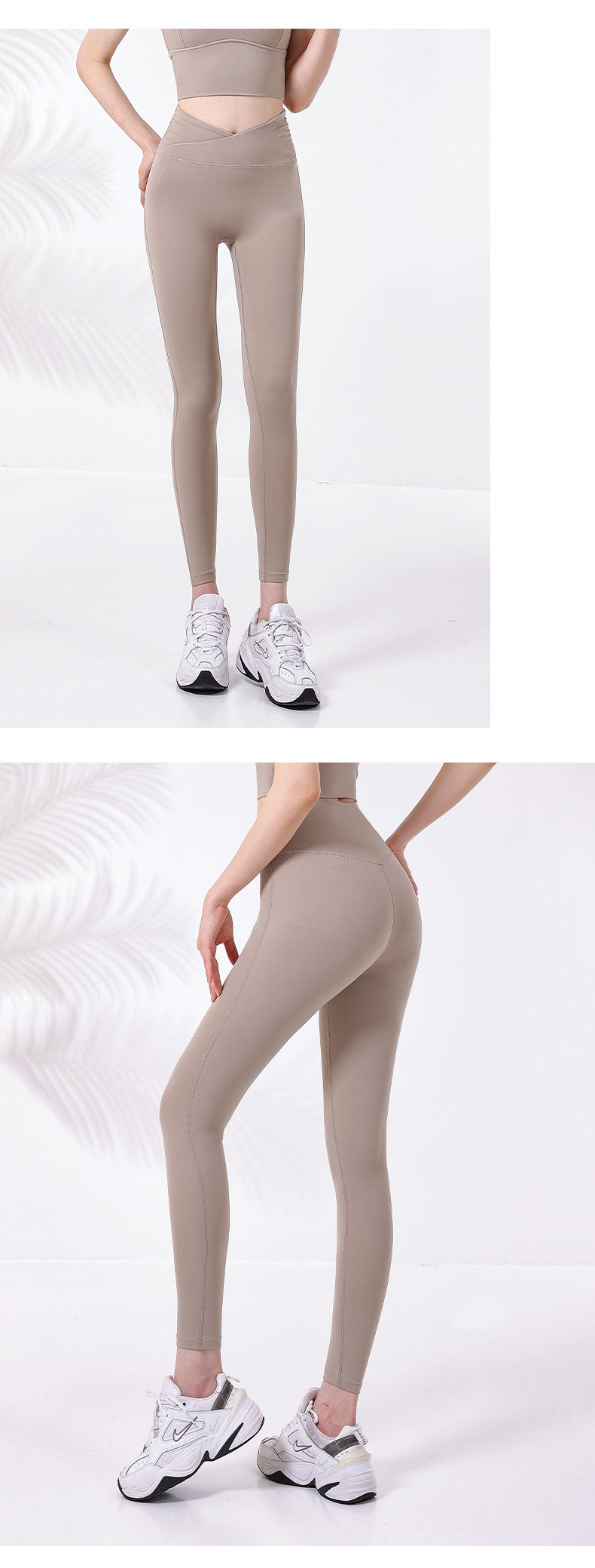 Summer new cross V waist side wrinkle sports trousers women's high waist buttocks tight no embarrassment line yoga trousers