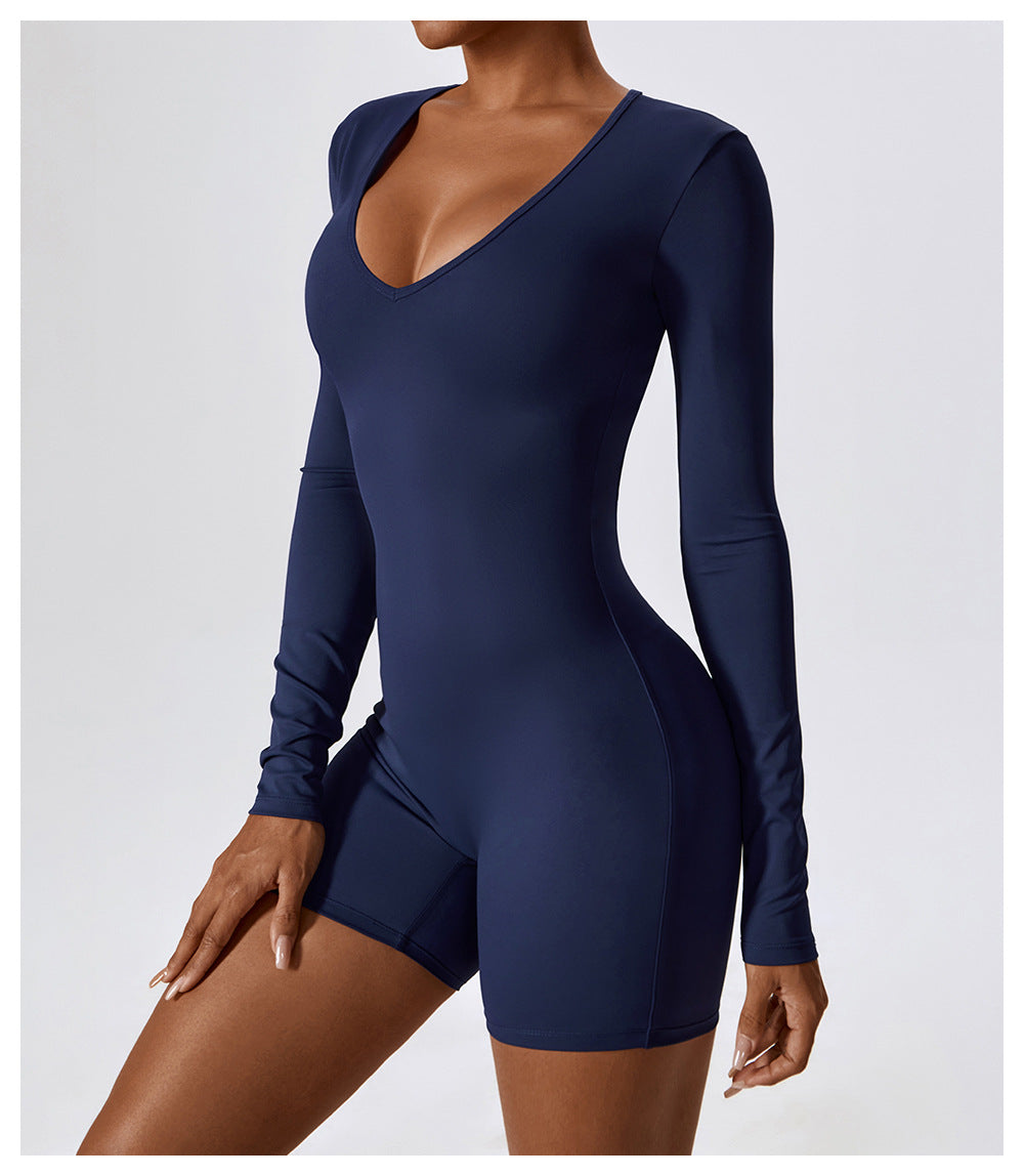 23.07 Long-sleeved one-piece yoga suit dance fitness one-piece sports one-piece sexy tight one-piece suit female 8150