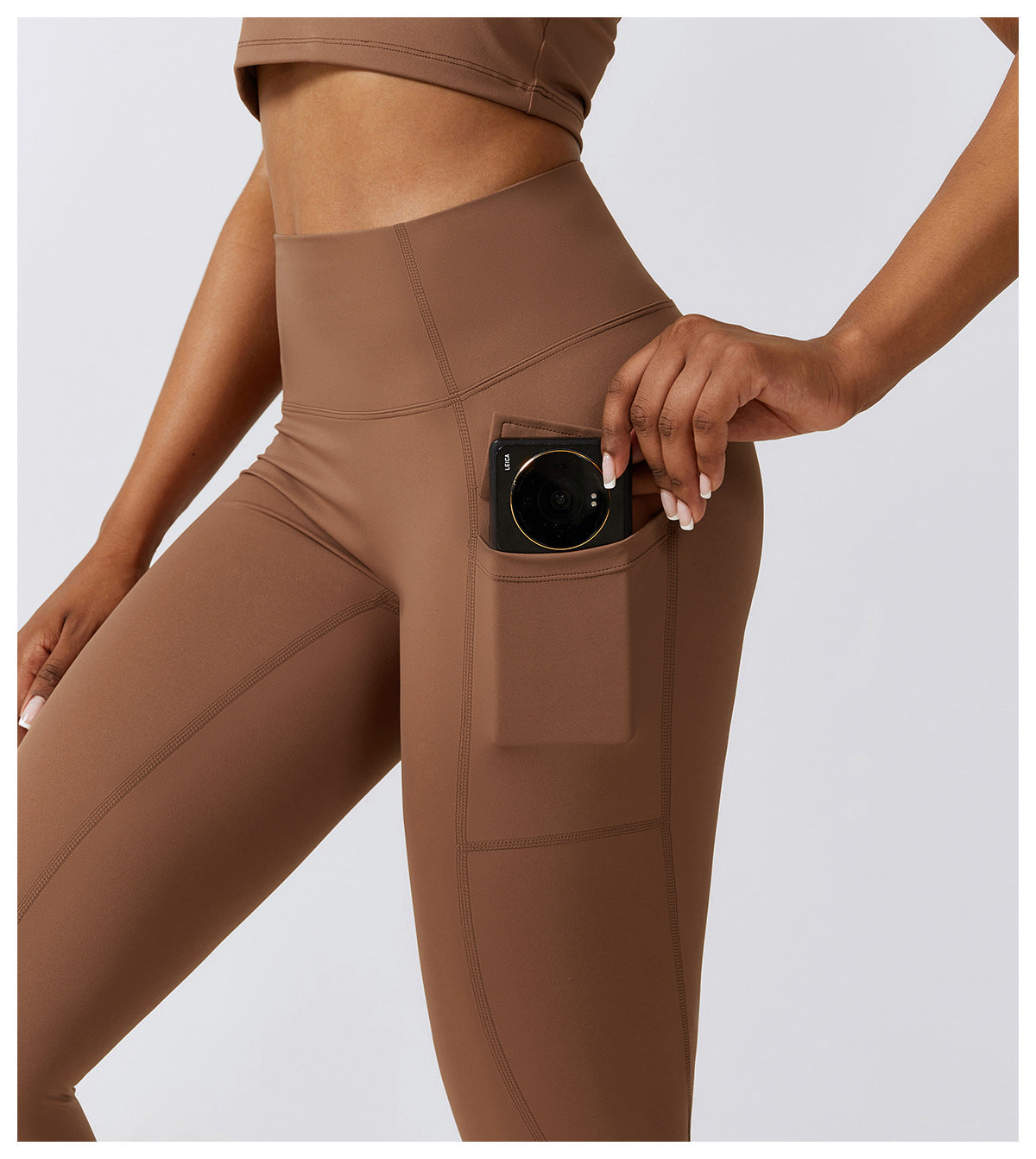 2023.09 Naked quick-drying yoga pants, high-waisted butt-lifting fitness pants, cargo pockets, cycling and running sports pants 8296