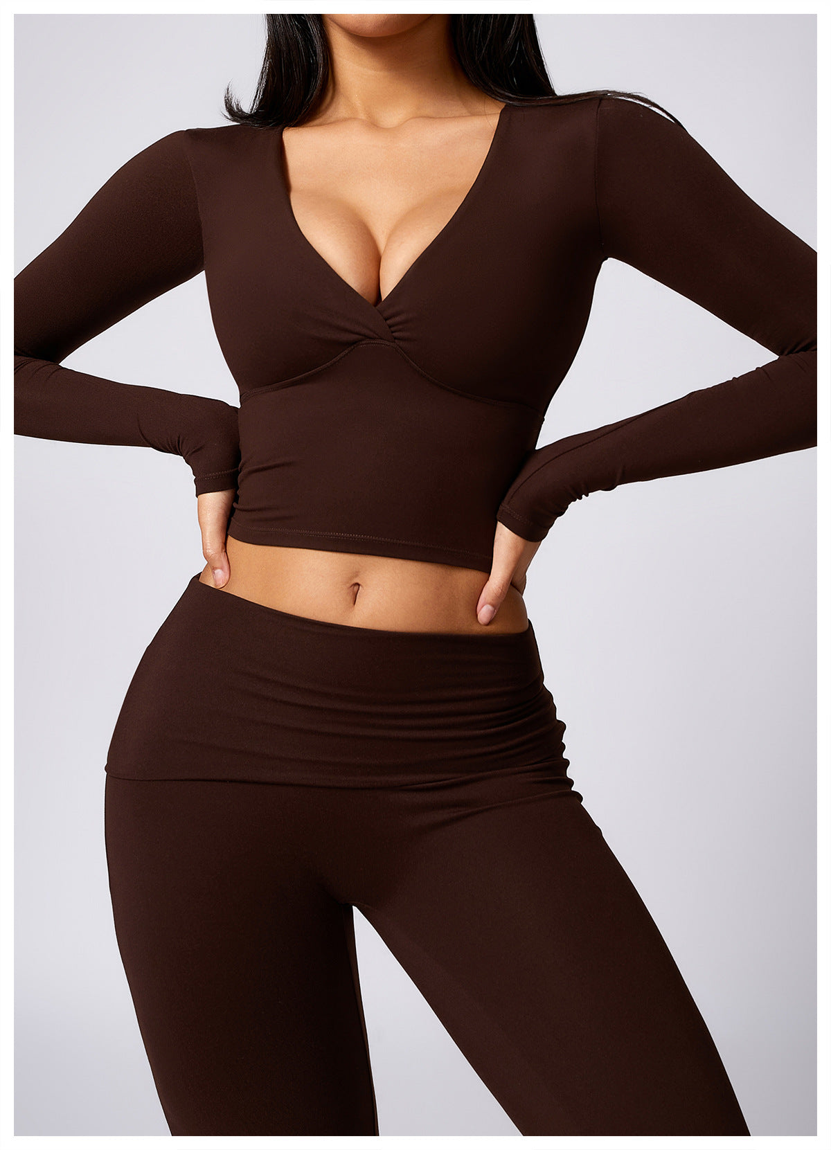 05/2024 Amazon casual sports long-sleeved top with chest pads sexy pure desire slim tight yoga long sleeves 8718