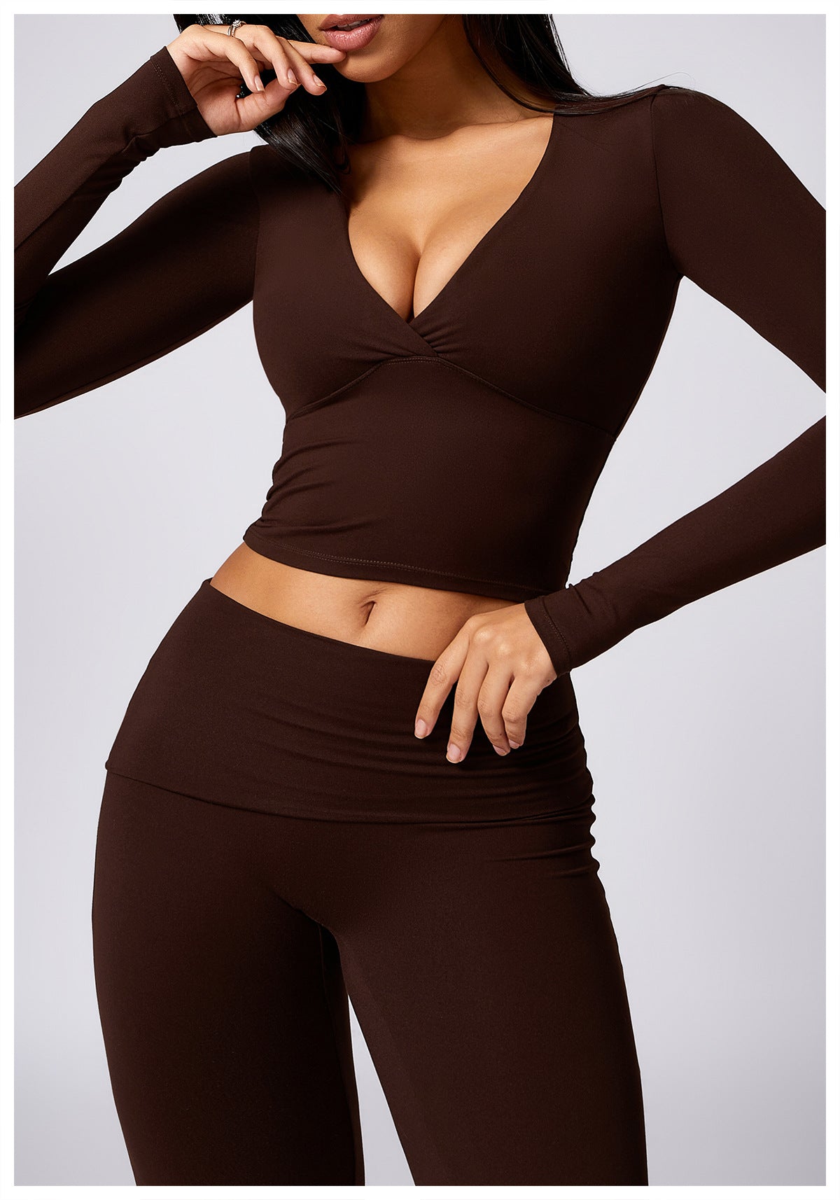 05/2024 Amazon casual sports long-sleeved top with chest pads sexy pure desire slim tight yoga long sleeves 8718