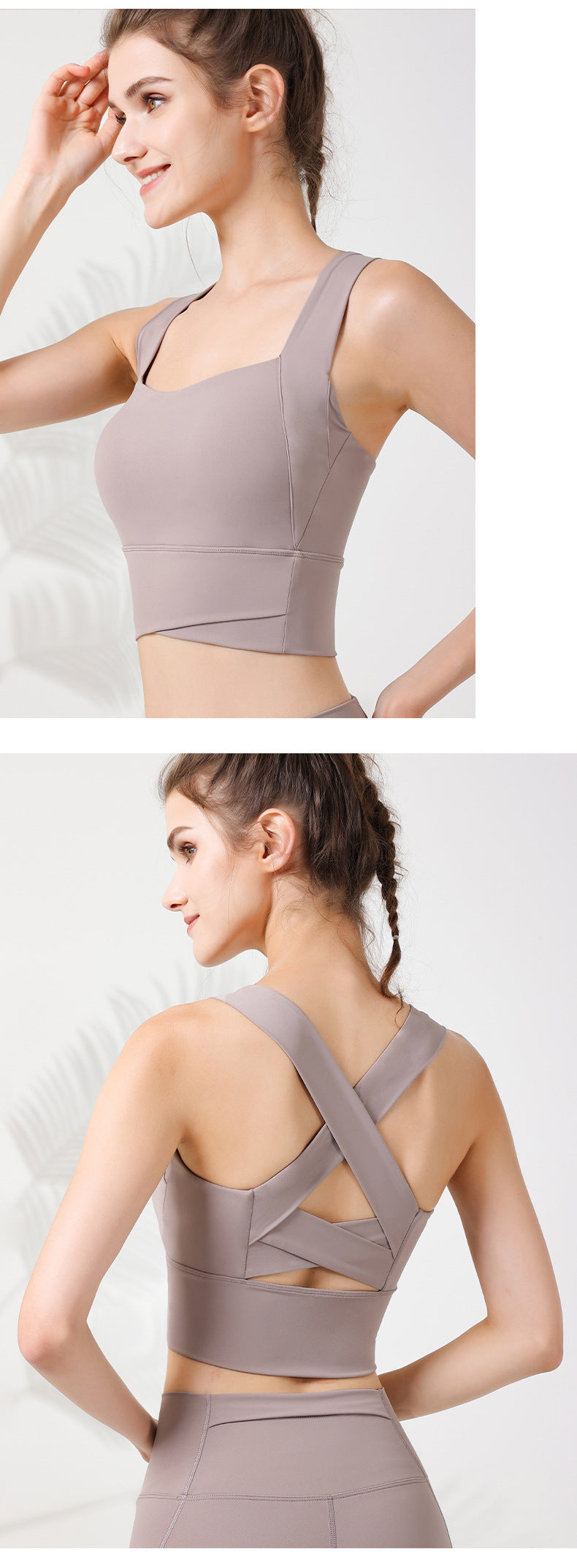 23.08 New shockproof wide shoulder straps cross sports bra zero pair of breasts V-shaped pressurized belly fitness yoga vest