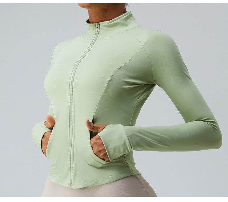 2023.09 Autumn new cloud sense zipper yoga coat female slimming long sleeve fitness coat quick drying sports coat