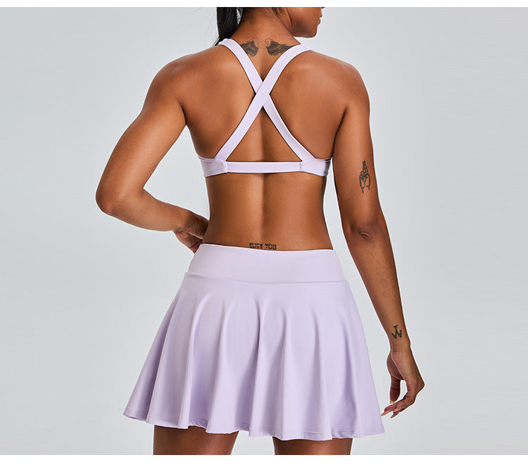 09/2024 European and American new badminton tennis skirt sports suit women yoga short skirt outdoor leisure pleated A-line skirt pants