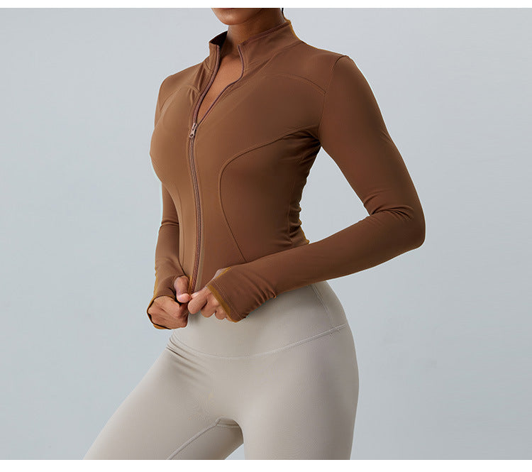 2023.08  Autumn and winter new cashmere yoga sports coat female slim-fit long sleeve yoga jacket lulu fitness wear