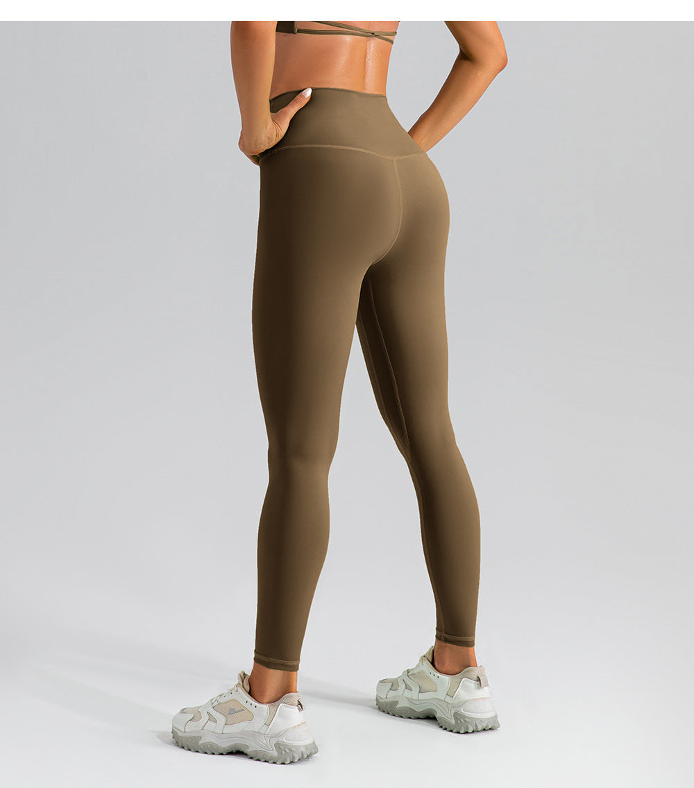 2023.09 High waist hip lifting seamless yoga leggings women's running tight sports leggings quick-drying nude fitness pants outer wear