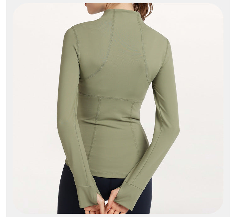 2023.08 Yoga clothing stand-up collar cardigan zipper sports jacket women's tight-fitting running quick-drying long-sleeved fitness clothing jacket jacket autumn