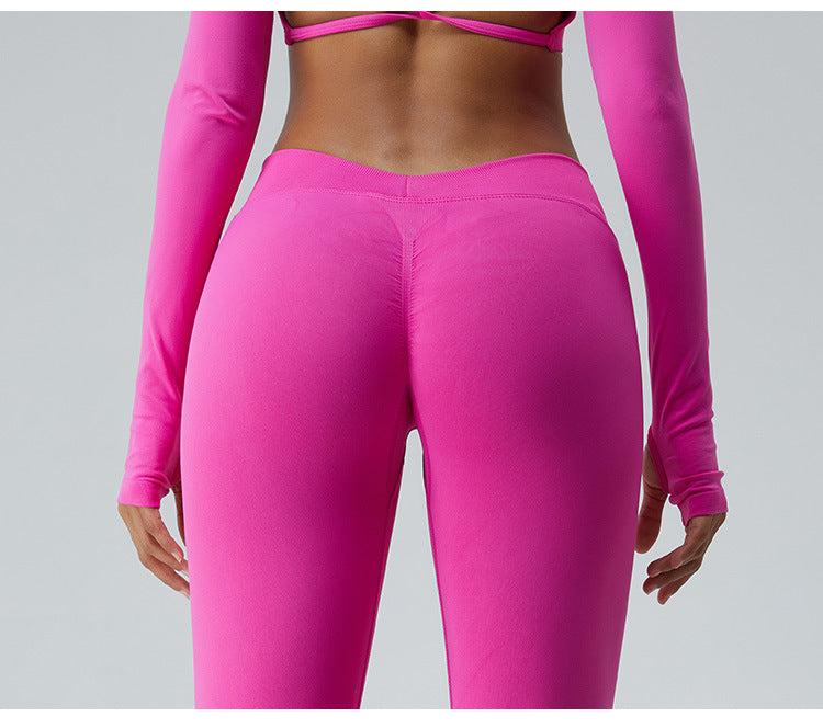 2023.09 Autumn new peach hip lift yoga pants women V waist tight abdominal sports pants running fitness pants