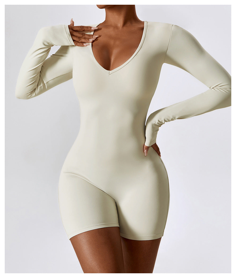 23.07 Long-sleeved one-piece yoga suit dance fitness one-piece sports one-piece sexy tight one-piece suit female 8150