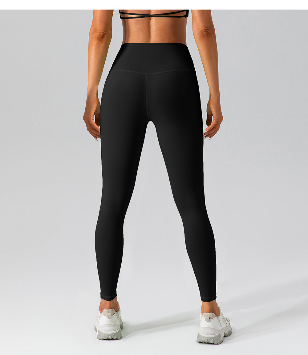 2023.09 High waist hip lifting seamless yoga leggings women's running tight sports leggings quick-drying nude fitness pants outer wear