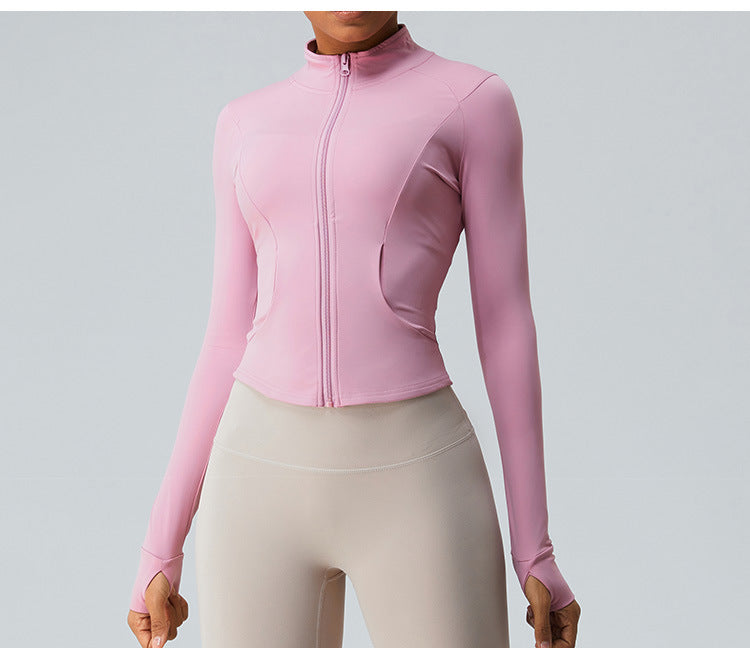 2023.09 Autumn new cloud sense zipper yoga coat female slimming long sleeve fitness coat quick drying sports coat