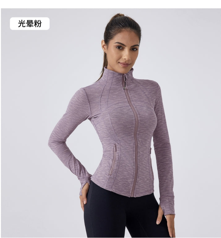 09/2024 New style stand collar zipper yoga suit women's jacket slim fit outdoor running sports fitness jacket DAW182