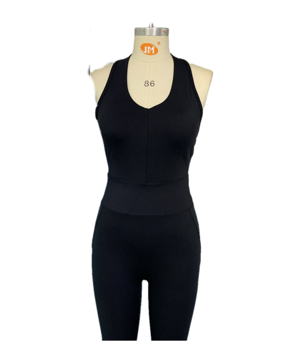 halter bodysuit beautiful back high elastic fitness one-piece flared pants sports yoga suit female