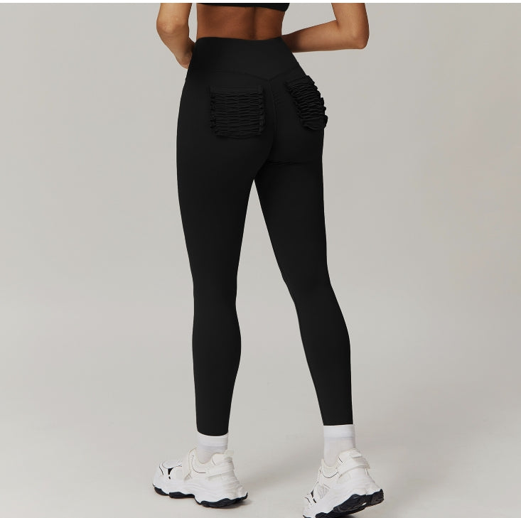 11/2024  High waist hip-lifting nude yoga pants running fitness wide-leg flared pants casual sports trousers 9139