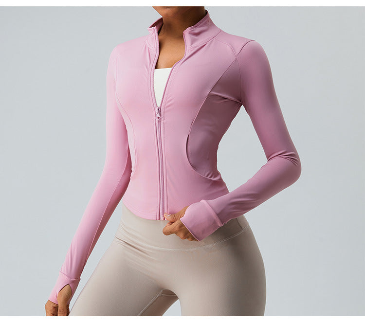 2023.09 Autumn new cloud sense zipper yoga coat female slimming long sleeve fitness coat quick drying sports coat