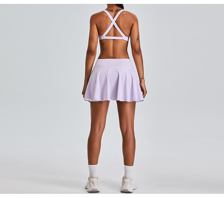 09/2024 European and American new badminton tennis skirt sports suit women yoga short skirt outdoor leisure pleated A-line skirt pants