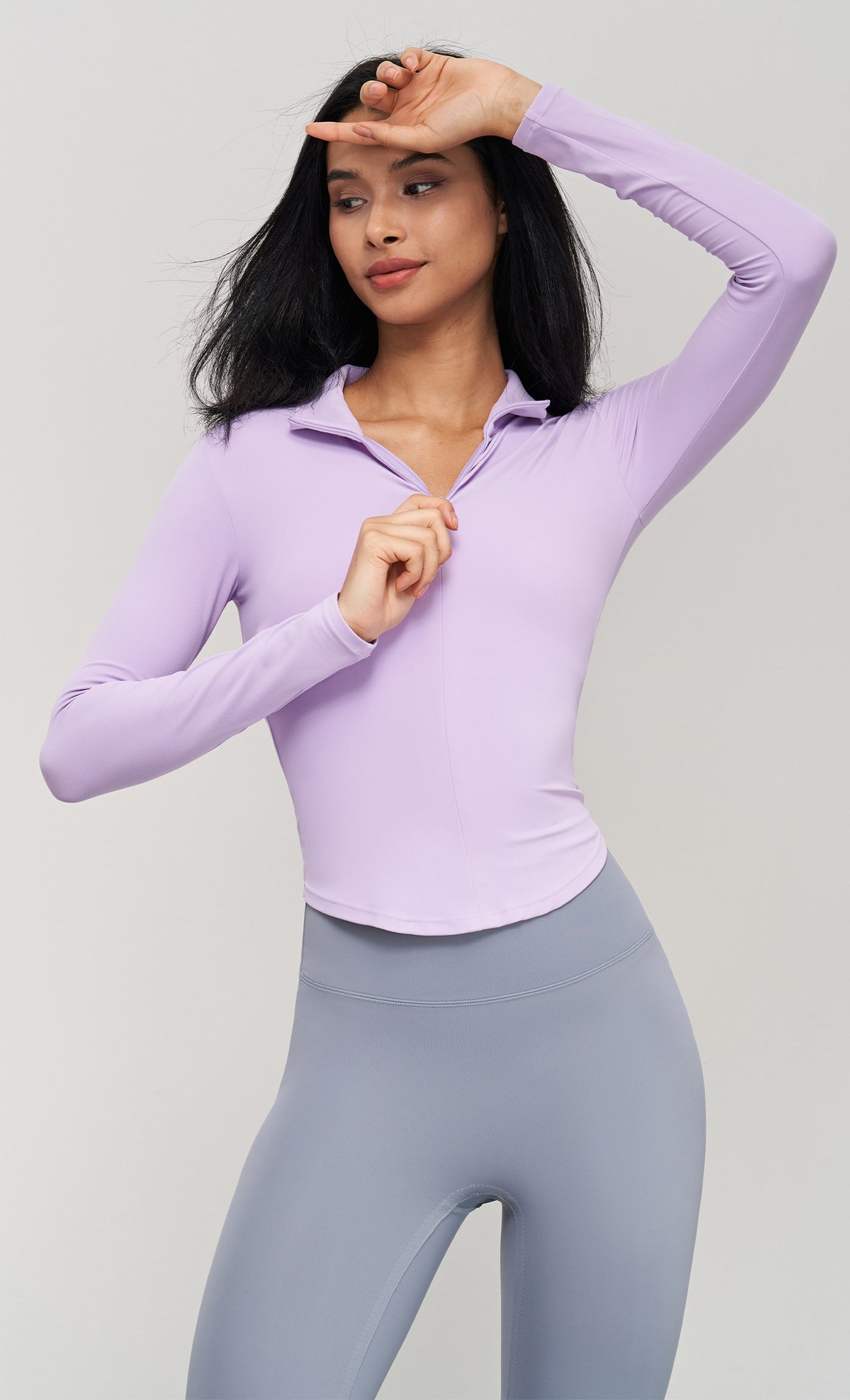 2023.08 NUF summer front half zipper yoga jacket women's anti-wrinkle stand-up collar sports top slim waist sports jacket