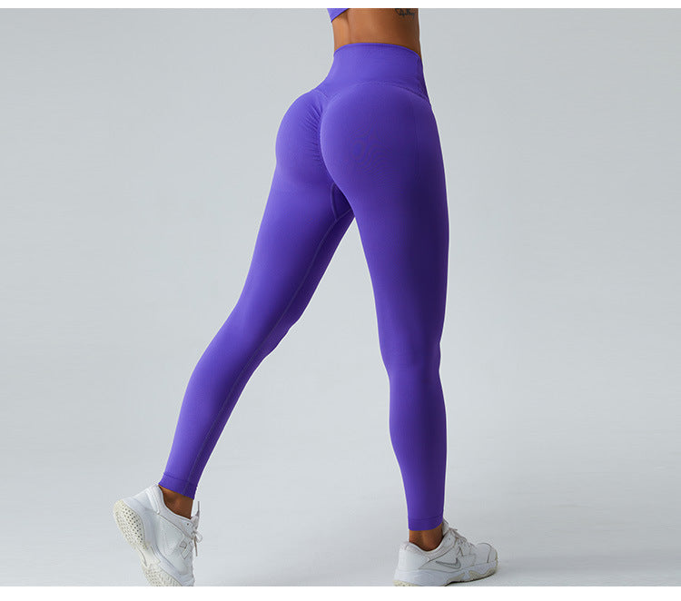 2023.09 High waist cross abdominal yoga pants women seamless hip lift peach pants outdoor sports quick dry running fitness pants