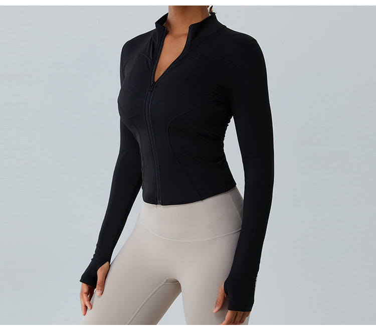 2023.08  Autumn and winter new cashmere yoga sports coat female slim-fit long sleeve yoga jacket lulu fitness wear