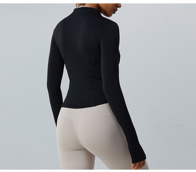 2023.08  Autumn and winter new cashmere yoga sports coat female slim-fit long sleeve yoga jacket lulu fitness wear