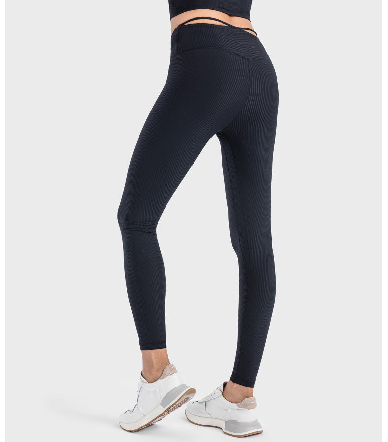 2023.09 Vertical rib 2.0 Running Running Fitness Exercise leggings for women Pula Raise high waisted hip lift Yoga pants