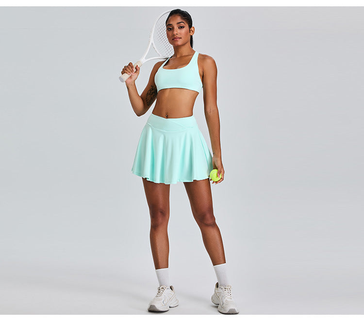 09/2024 European and American new badminton tennis skirt sports suit women yoga short skirt outdoor leisure pleated A-line skirt pants