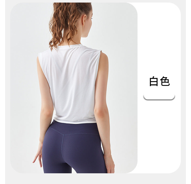 23.08 Quick-drying sleeveless sports vest women wear fitness clothes running tops yoga clothes Pilates training breathable blouse