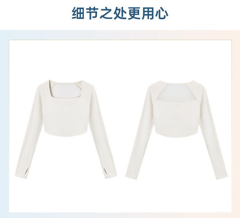 2023.09 Creora Hyosung sexy pleated V-neck sports long sleeve T-shirt women with breast pads skin-friendly high elastic tight yoga wear