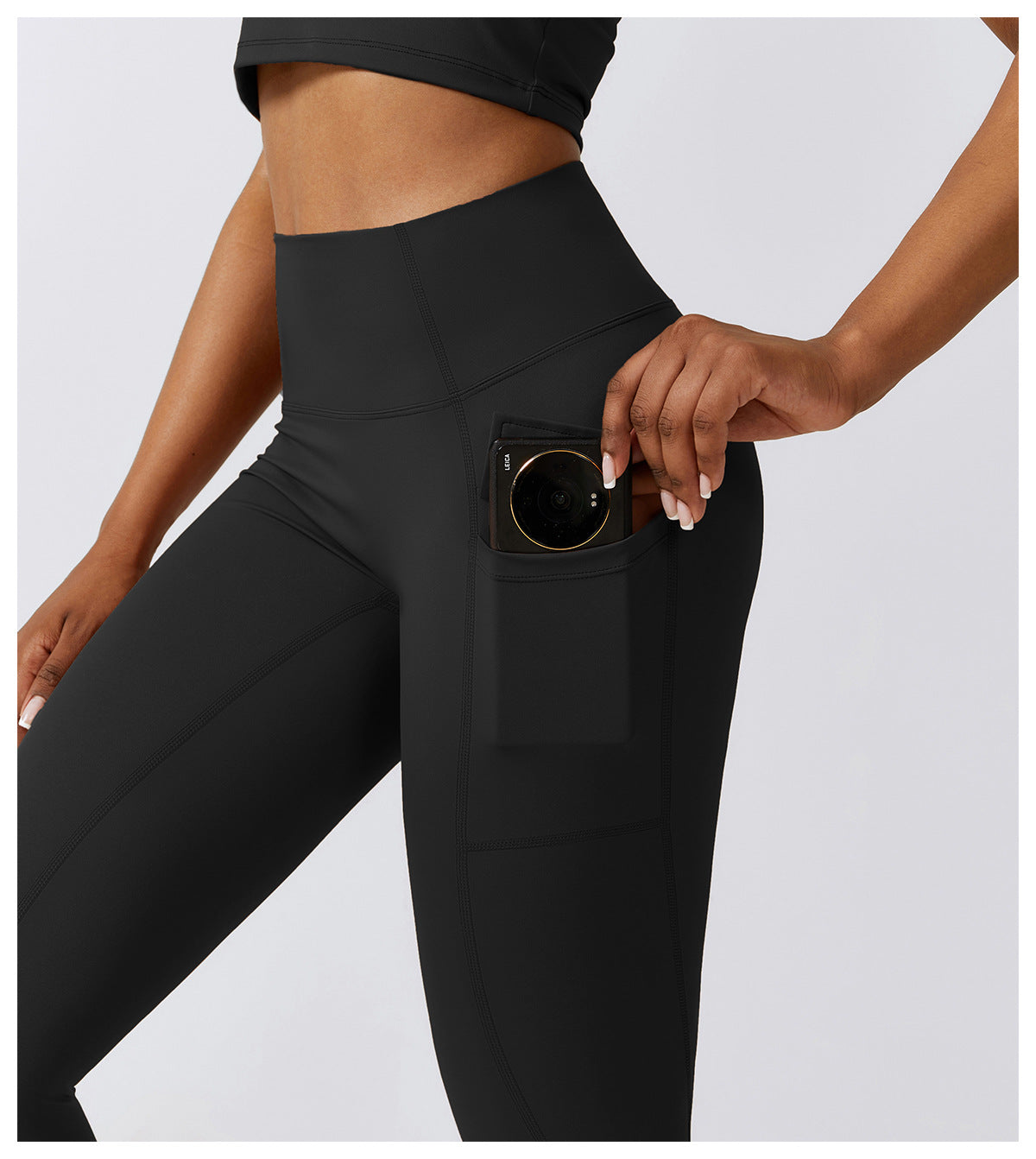 2023.09 Naked quick-drying yoga pants, high-waisted butt-lifting fitness pants, cargo pockets, cycling and running sports pants 8296