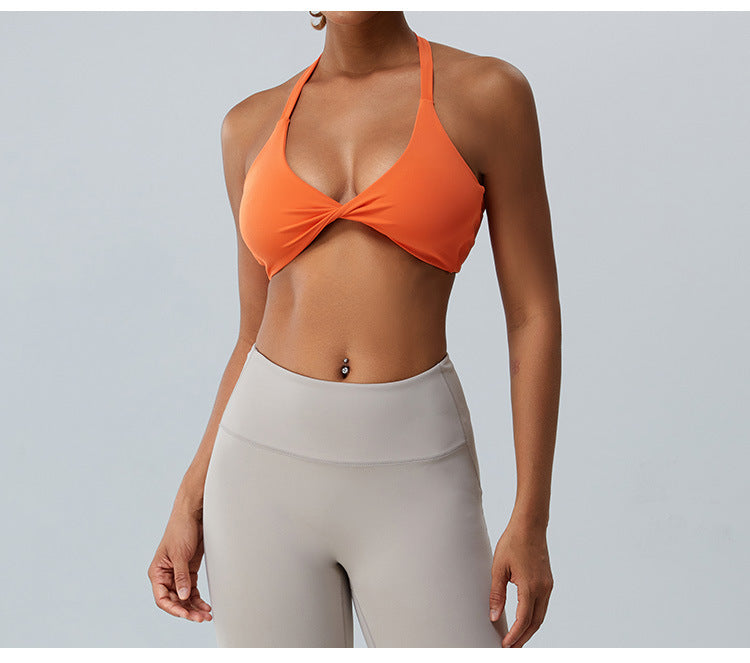 2023.08 Yoga bra women quick dry sexy yoga vest hanging neck sports underwear fitness wear