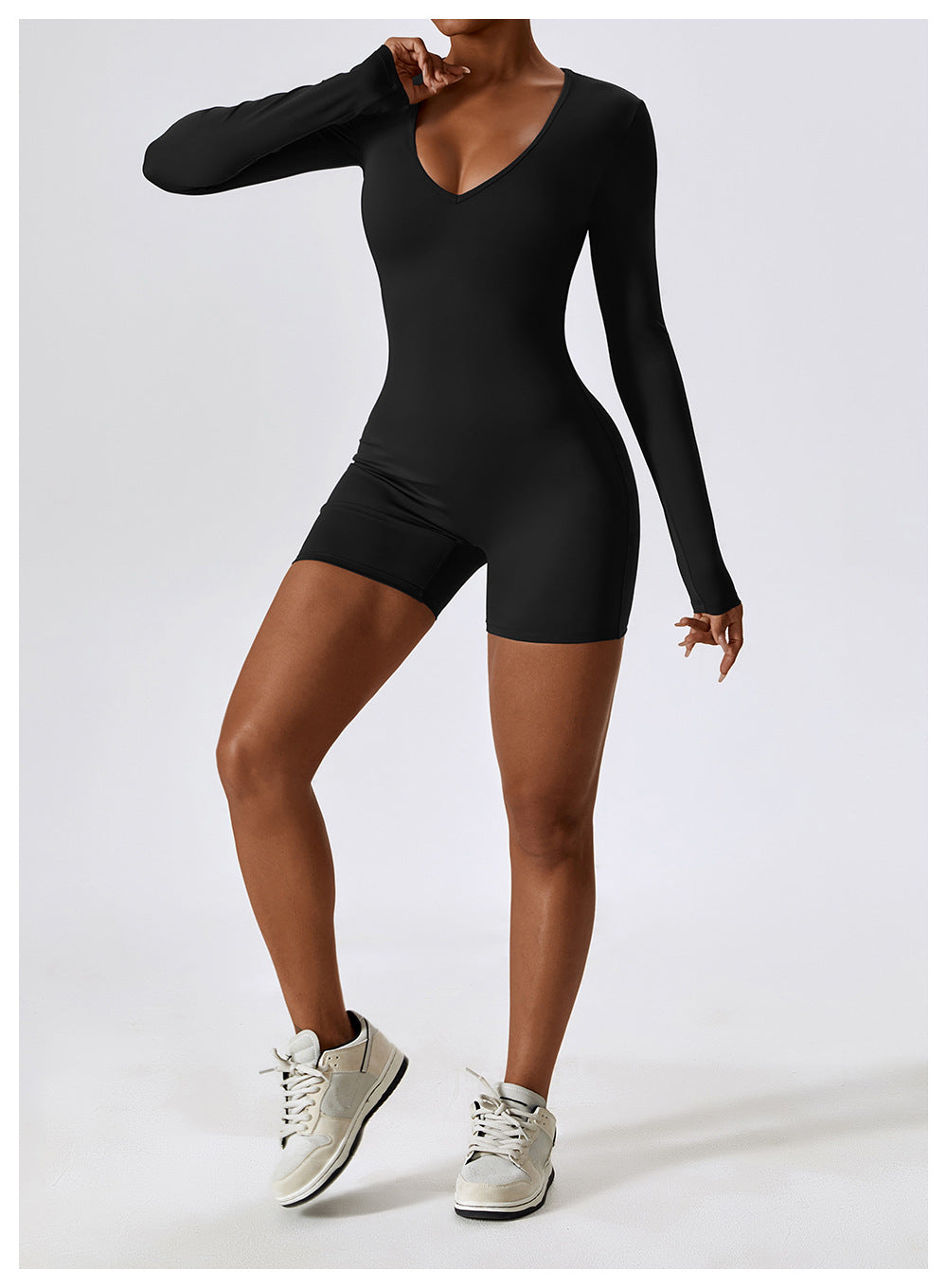 23.07 Long-sleeved one-piece yoga suit dance fitness one-piece sports one-piece sexy tight one-piece suit female 8150