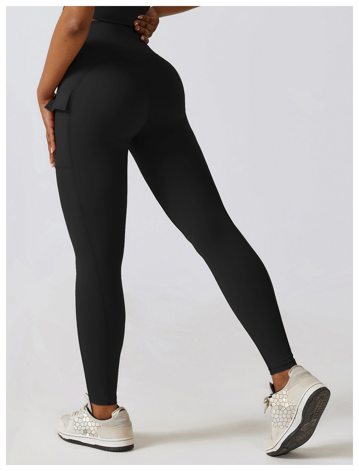 2023.09 Naked quick-drying yoga pants, high-waisted butt-lifting fitness pants, cargo pockets, cycling and running sports pants 8296