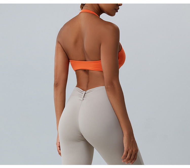 2023.08 Yoga bra women quick dry sexy yoga vest hanging neck sports underwear fitness wear