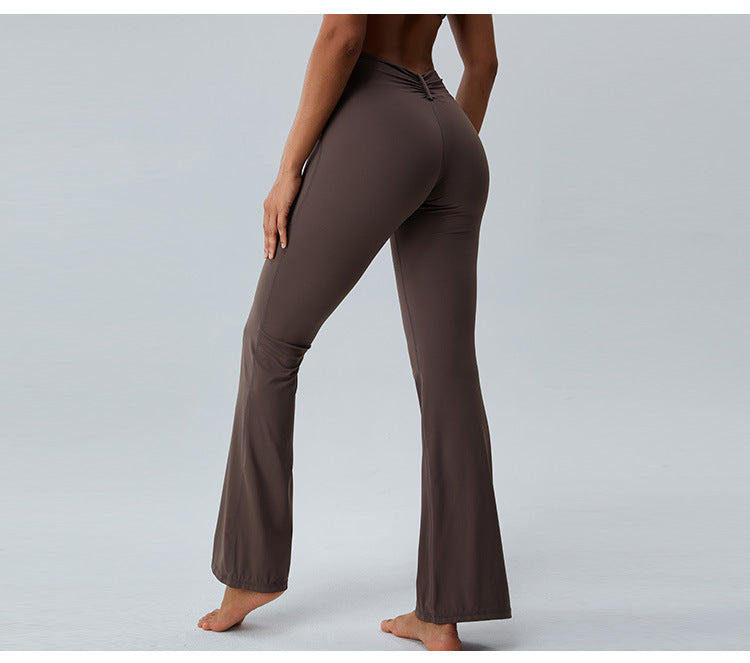 2023.08 Autumn new naked sense of lean speaker yoga pants women micro stretch wide leg pants high waist lift hip outdoor sports fitness pants