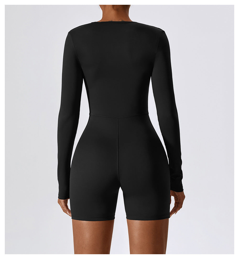 23.07 Long-sleeved one-piece yoga suit dance fitness one-piece sports one-piece sexy tight one-piece suit female 8150