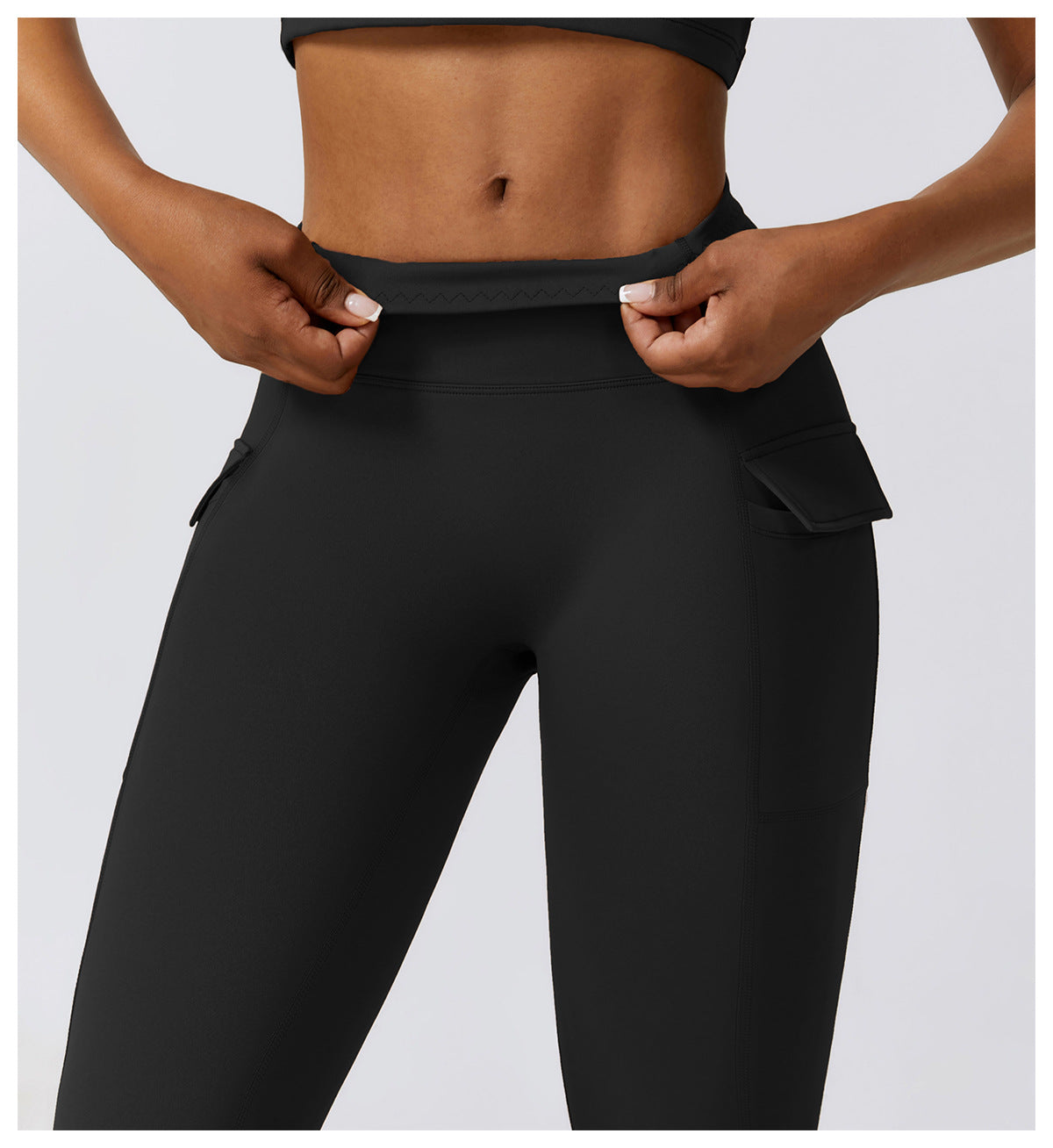 2023.09 Naked quick-drying yoga pants, high-waisted butt-lifting fitness pants, cargo pockets, cycling and running sports pants 8296