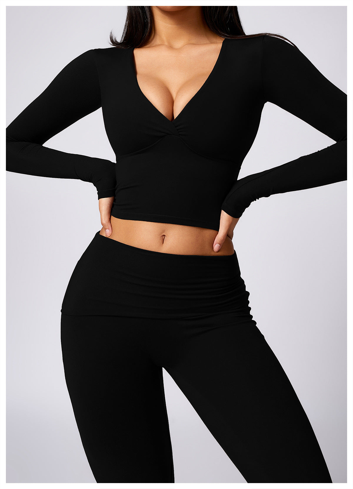 05/2024 Amazon casual sports long-sleeved top with chest pads sexy pure desire slim tight yoga long sleeves 8718