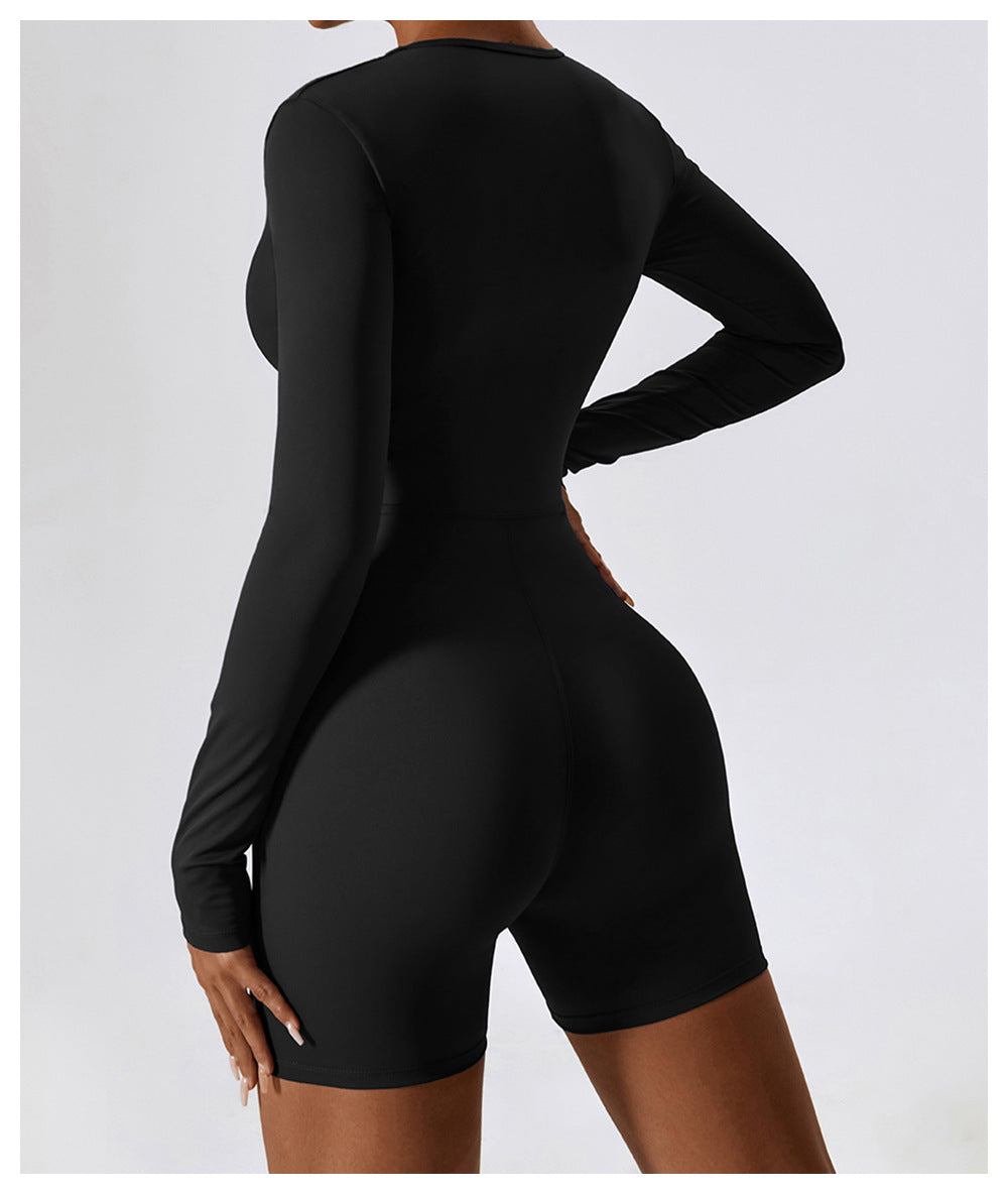 23.07 Long-sleeved one-piece yoga suit dance fitness one-piece sports one-piece sexy tight one-piece suit female 8150