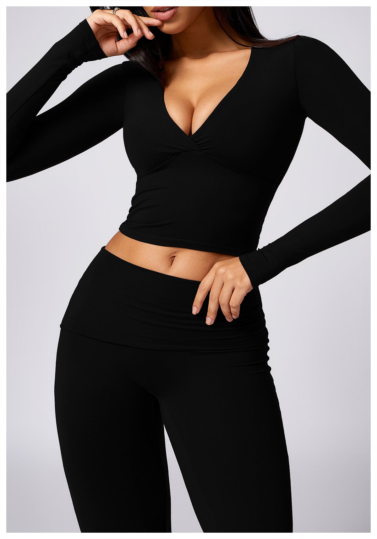 05/2024 Amazon casual sports long-sleeved top with chest pads sexy pure desire slim tight yoga long sleeves 8718