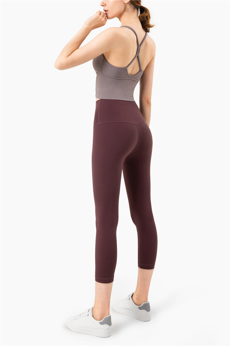 Link 2-31 colors -2023 new high-waisted buttock-lifting skinny fitness pants women's pocket naked seven-point yoga pants