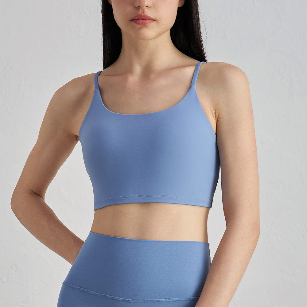 08/2024 UPDATE NEW 22 colors 2022 cross-border with chest pad clear thin shoulder camisole Europe and the United States Lycra temperament beautiful back nude fitness bra