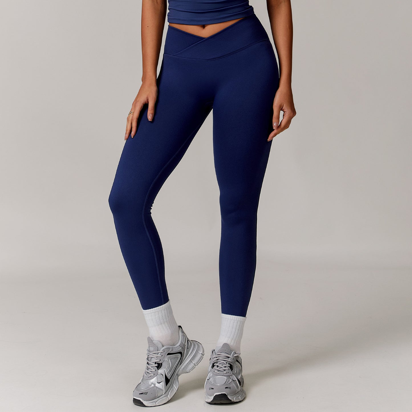 Hip Lifting Seamless Yoga Pants Crossover High Waist Leggings Running Sports Fitness Trousers 4596