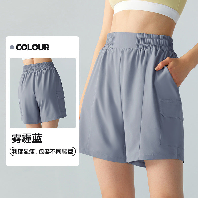 03/2024 Women's new spring and summer sports shorts, loose, casual, five-point yoga pants, fashionable pockets, commuting outer wear fitness shorts