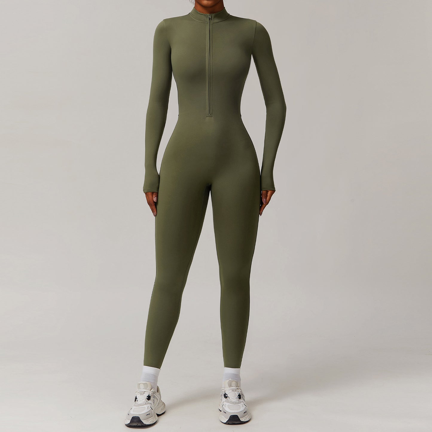 09/2024 Zipper nude tight plus velvet yoga jumpsuit outdoor warm jumpsuit running fitness suit 8445